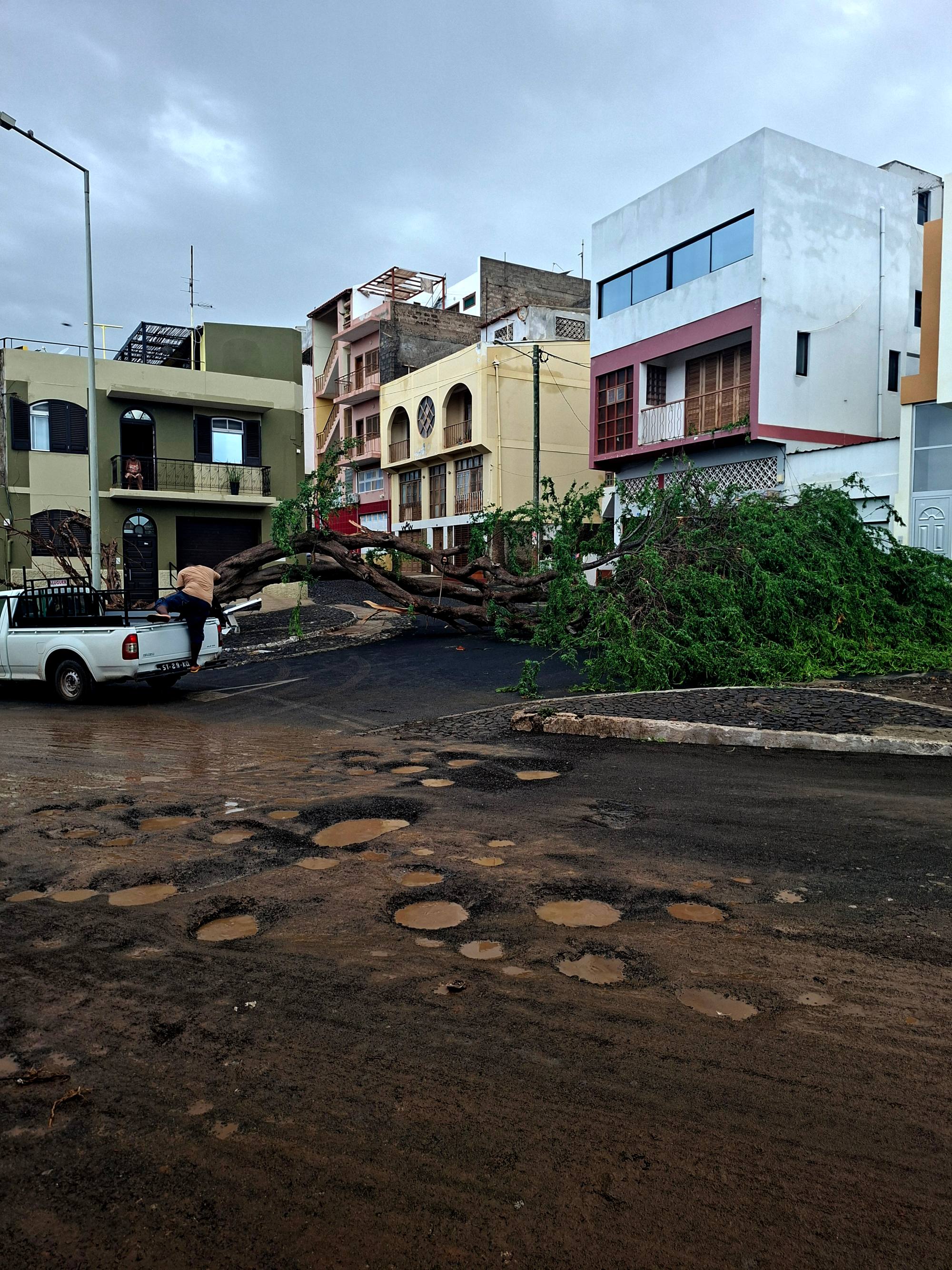 A street in Mindelo the morning after the storm of 11 August 2025